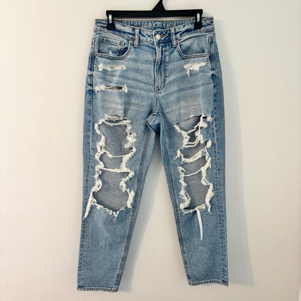American Eagle Outfitters Ripped Light Blue Boyfriend Jeans